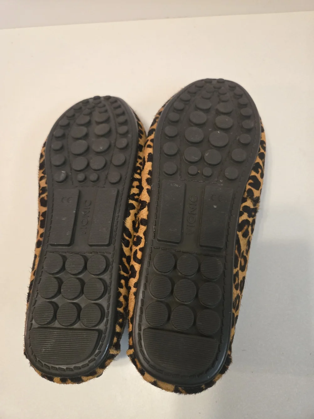 Vionic Leopard Print Loafers with Gold Accent